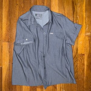 Figs Scrubs Graphite Grey Collar Button Down Technical Collection Scrub Top